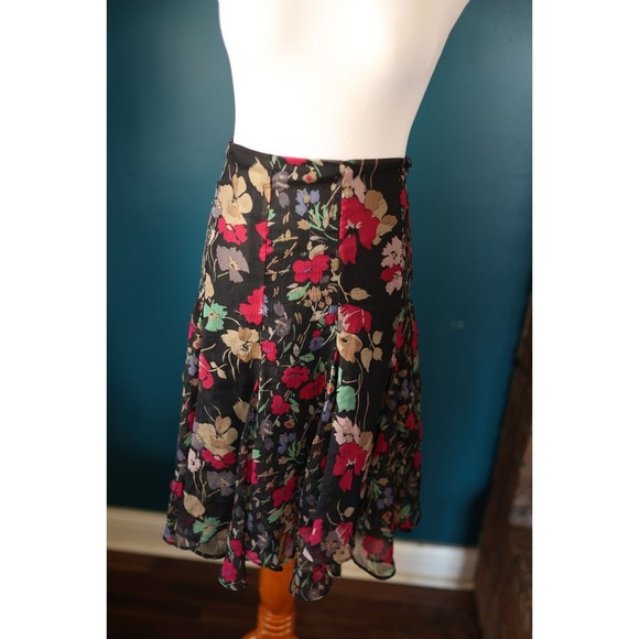 Lauren Ralph Lauren Dresses & Skirts - Lauren Ralph Lauren 200587576001 Black Floral Print Chiffon Godet Skirt Size 12